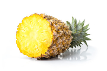 pineapple fresh isolated on white background and clipping path. The name of science : Ananas comosus.
