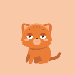 Cute cat illustration on pastel background. .
