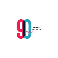90 Year Anniversary Vector Template Design Illustration