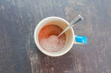 Instant coffee powder In a ready-to-drink glass