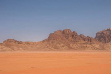 Fototapeta na wymiar Sand and rocks, Wadi Rum desert