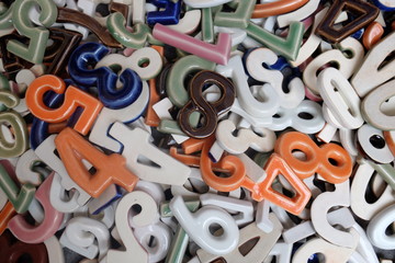 Fototapeta premium Colorful ceramic font number