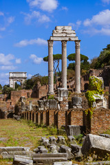 Fototapeta na wymiar Roman forum ruins in Rome Italy