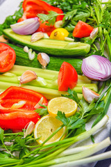 Colorful vegetables background. Healthy vegetable studio photo. Assorted fresh vegetables close-up.Vegetables. Fresh vegetables. .