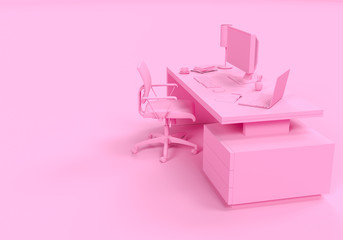 Pink Contemporary Office 3d illustration 3d rendering - Illustration