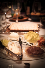  Passover Seder table. Jewish holiday.