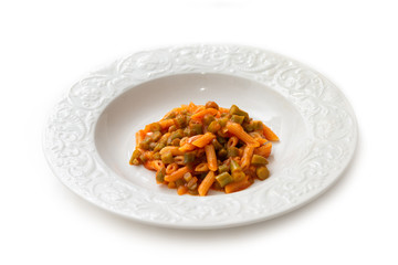 Pennette con salsa di pomodoro e fagiolini