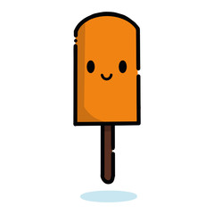 Colorful Ice Cream On Stick. Water Ice with face