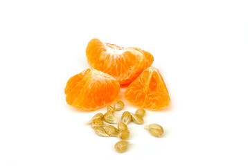 Orange seeds on white background. Orange repair the worn parts.