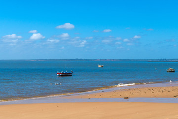 Boats of fishermen on the Indian Ocean in Maputo Mozambique Africa