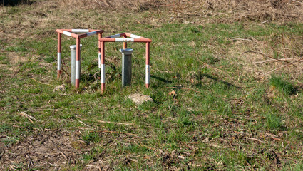 Groundwater measuring points with steel protection tube, end cap with hex locking and red and white...