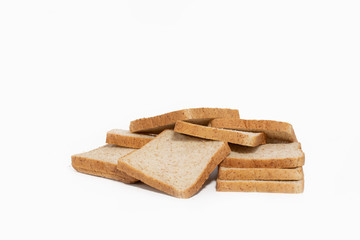 Sliced whole wheat bread isolated on white