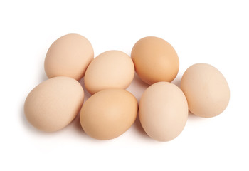 Ekologiczne jajka na białym tle