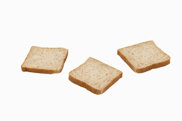 Sliced whole wheat bread isolated on white