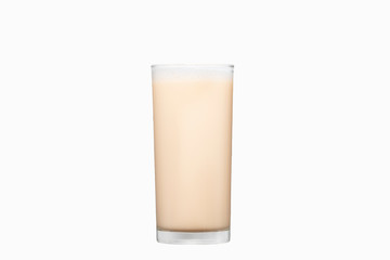 Glass of milk, isolated on a white background with intersection