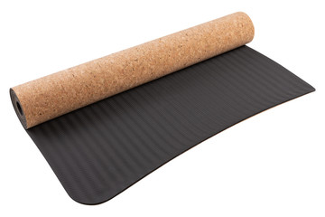 corkwood mat, for yoga or fitness, on a white background