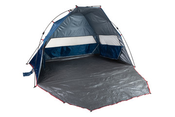 tent for camping or for the beach, on a white background, the tent is laid out