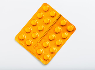 orange  blister packs pills collection