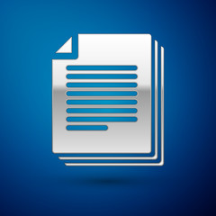 Silver Document icon isolated on blue background. File icon. Checklist icon. Business concept. Vector Illustration © vector_v