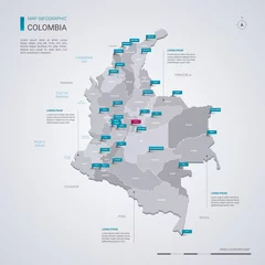 Fototapeten Colombia vector map with infographic elements, pointer marks. © Анна Тощева