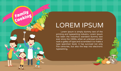 Cute family cooking meal menu ,poster,banner template