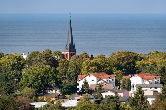 Ahlbeck, view from Zirowberg, Heringsdorf, Usedom, Baltic Sea Coast, Mecklenburg-Western Pomerania, Germany, Europe
