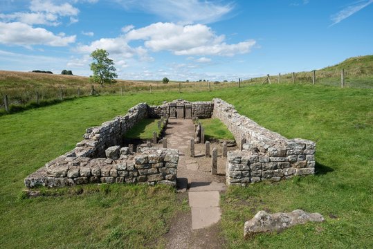 Temple of Mithras from 3rd century, Hadrian's Wall, Carrawburgh, Northumberland, England, United Kingdom, Europe