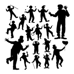 Clown attraction silhouettes. Good use for symbol, logo, web icon,  mascot, sign, or any design you want.