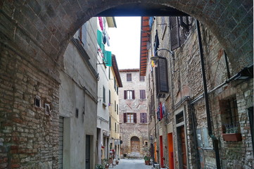 Typical street in the center of Poggibonsi, Tuscany, Italy