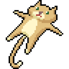 vector pixel art cat lazy