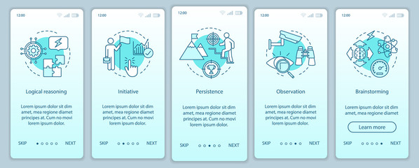Baseline employee skills onboarding mobile app page screen vecto