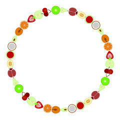 Set of vegetables and fruits icons illustration frame background on white vector