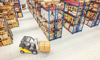 forklift in warehouse © tiero