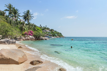 landscape view of Koh Tao Island beach or Turtle Island under blue sky in summer day Koh Tao Island is popular famous tourist attractions in the gulf of Thailand, Surat Thani, Thailand 