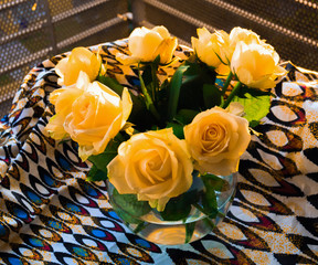 A bouquet of roses in a vase
