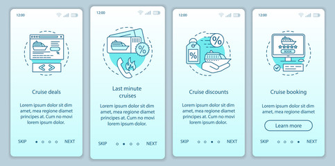 Cruise onboarding mobile app page screen vector template