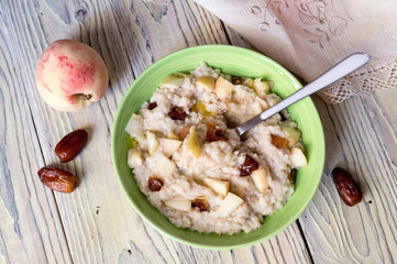 Oatmeal porridge in a plate