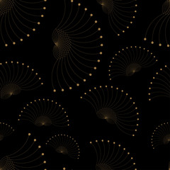 floating seeds wings seamless pattern in gold and black