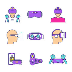 Virtual reality color icons set