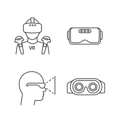 Virtual reality linear icons set