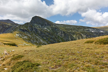Landscape of Green Hills of Rila Mountan near The Seven Rila Lakes, Bulgaria