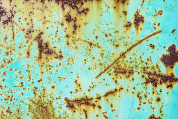 Rusted sheet of metal and grunge texture. Corrosion and oxidized background. 