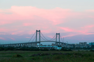 Fototapeta na wymiar Bridge at sunset in Maputo Mozambique Africa