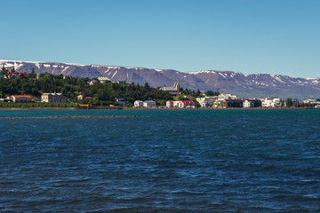 Fototapeta premium View on the Akureyri city in the north part of Iceland