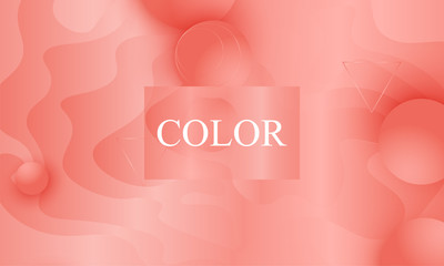 Coral color background. Fluid shapes pattern.
