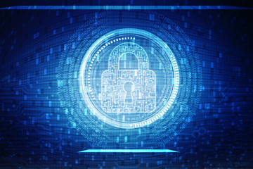 2d illustration Safety concept: Closed Padlock on digital background