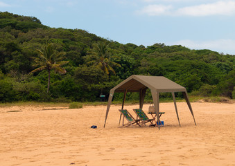 Place to rest on the wild beach of the Indian Ocean. Mozambique Africa