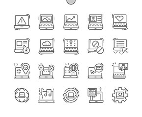 Laptop Well-crafted Pixel Perfect Vector Thin Line Icons 30 2x Grid for Web Graphics and Apps. Simple Minimal Pictogram