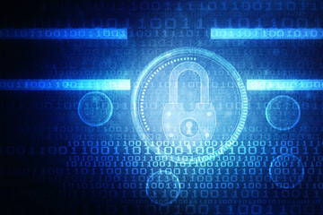 2d illustration Safety concept: Closed Padlock on digital background