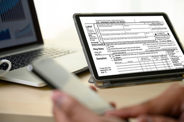 Obraz premium Income Tax Return and Refund Individual income tax return online Fixed income